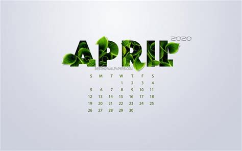 Download wallpapers April 2020 Calendar, eco concept ... Multiple sizes available for all screen sizes.