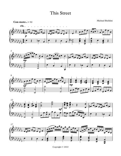 This Street Sheet Music Michael Bufalini Piano Solo