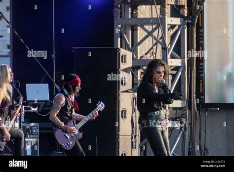 Athens, Greece 6 July 2022. Alice Cooper on stage with his band for the