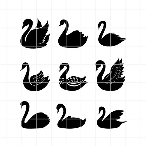 Swan Svg Swan Clipart Swan Cut File Collection Swan Cutting Etsy