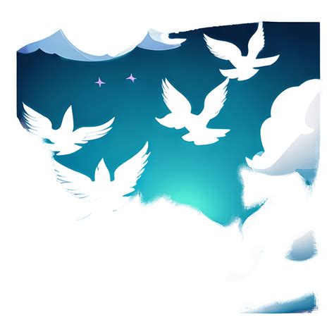 White Doves In Blue Sky With White Clouds · Creative Fabrica