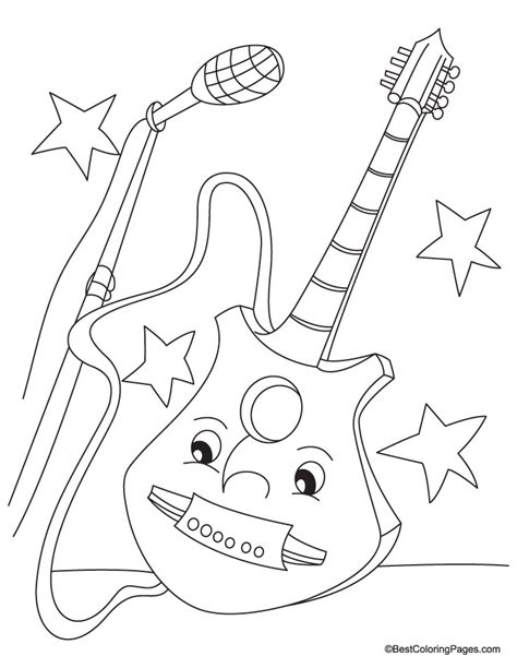 Adult Coloring Guitar Coloring Pages