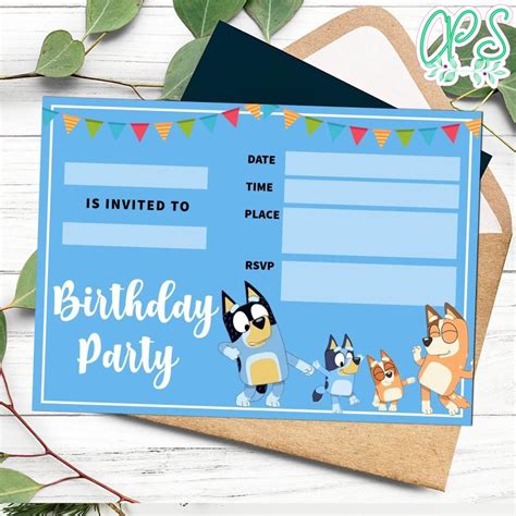 Blank Bluey Birthday Invitation Template