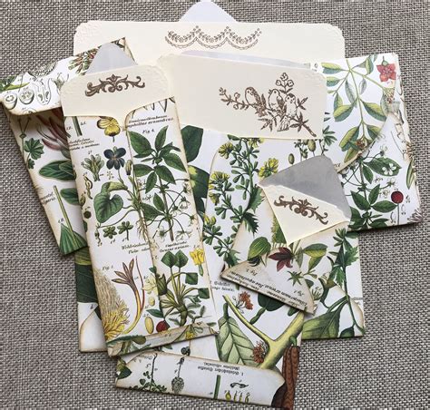 Handmade Botanical Envelopes With Insertsbotanical Journal Etsy