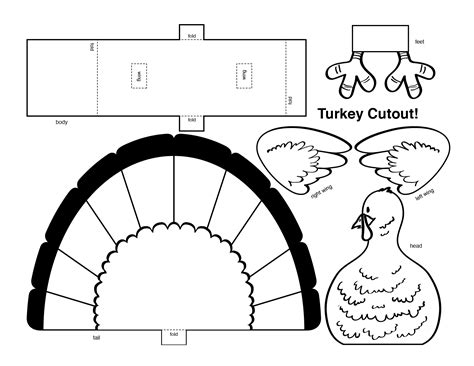 Thanksgiving 3D Turkey Cutout Downloadable Art Project for Kids