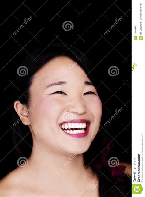 Bare Shoulder Portrait Smiling Japanese American Woman Stock Image Image Of Cute Portrait