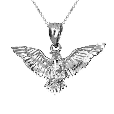 Sterling Silver Falcon Eagle Dc Pendant Necklace