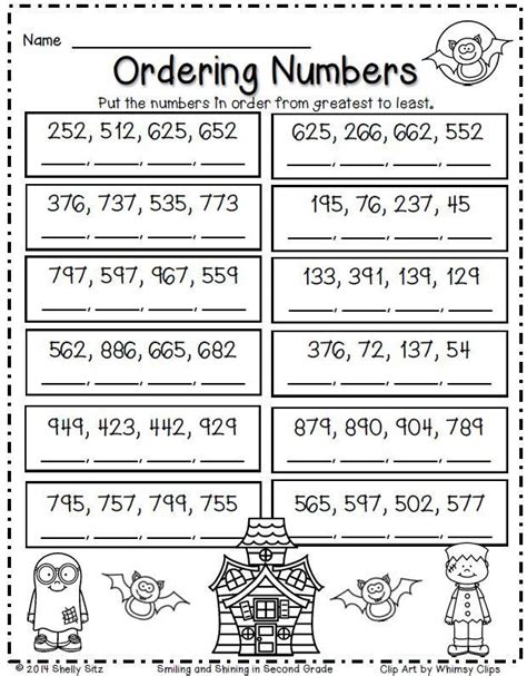 Grade 1 Math Worksheets Ordering Numbers