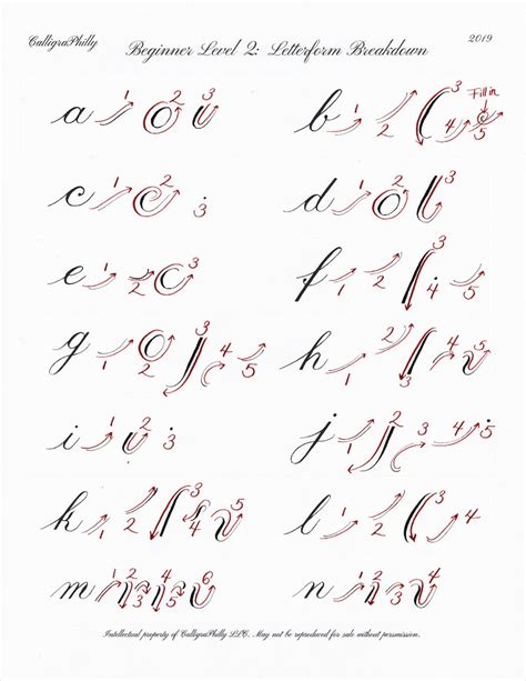 Beginner Level 2 Copperplate Lowercase Calligraphy Alphabet Etsy