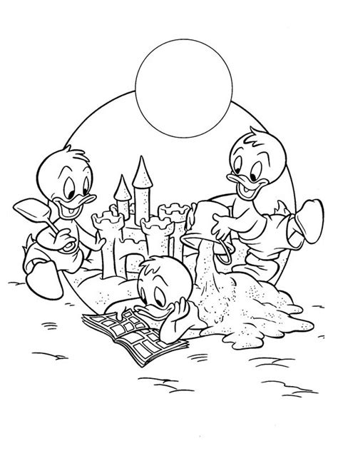 Huey Dewey And Louie Make Sandcastle Coloring Page Funny Coloring Pages