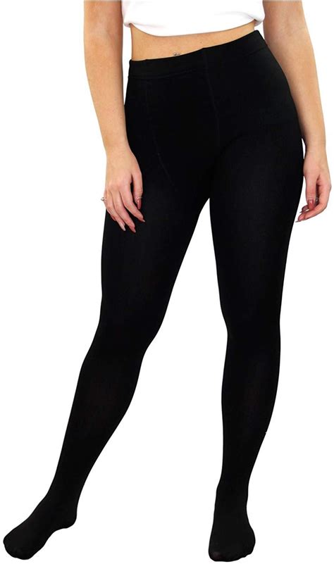 Ladies Womens Fleece Lined Thermal Tights Warm Winter Thick Cosy Black Size M Xl Ebay