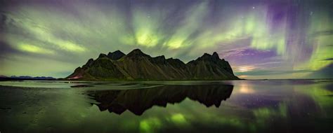 Northern Lights Over Vestrahorn Hofn Iceland