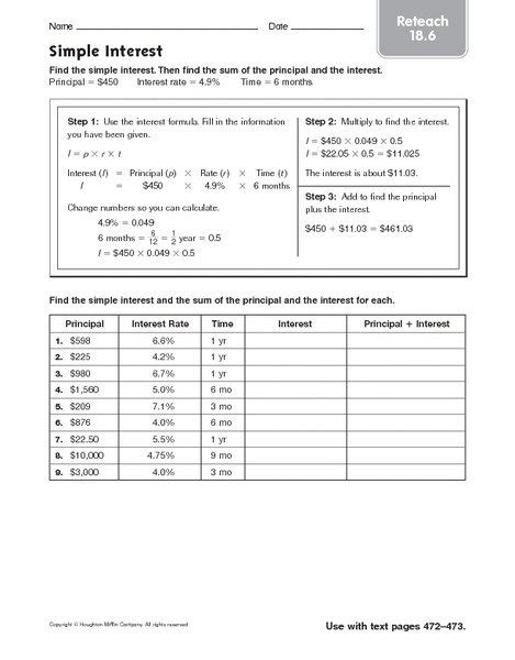 Simple And Compound Interest Worksheet With Answers Photos