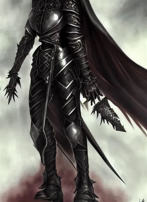 Full Portrait Female Vampire Knight In Black Heavy Stable Diffusion