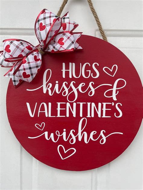 Happy Valentines Day Door Hanger Hugs And Kisses Etsy Valentines