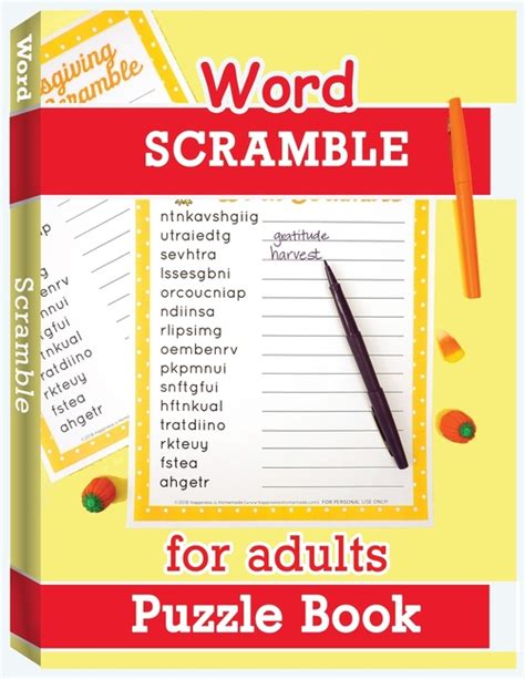 Mark each popsicle stick with a different color, then put those colors in sequence on a clue somewhere (like the colors of a rainbow or a packet of colored pencils). Word Scramble Puzzle Book for Adults: Word Puzzles for Adults, Jumble Word Puzzle Books, Word ...