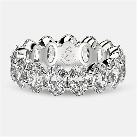 Prong Set Eternity Ring With Oval Diamonds In 18k White Gold