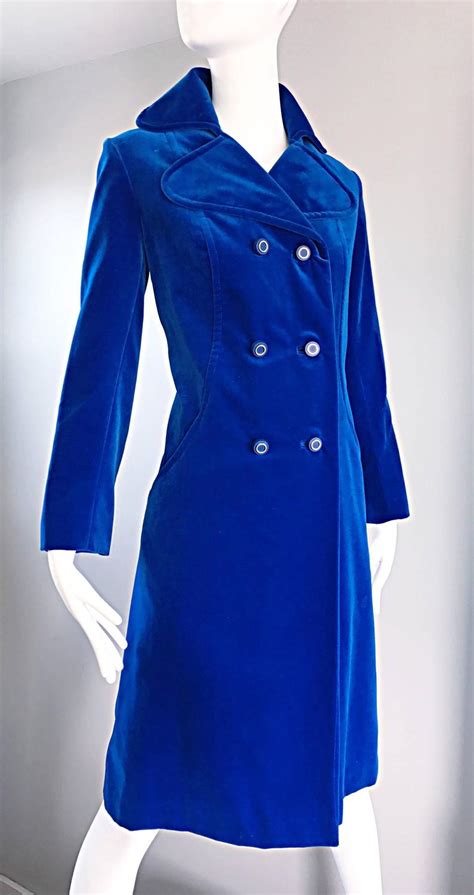 1960s Surrey Classics Cerulean Royal Blue Velvet Double Breasted Jacket