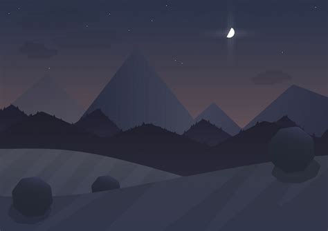 Premium Vector Night Cartoon Mountain Landscape