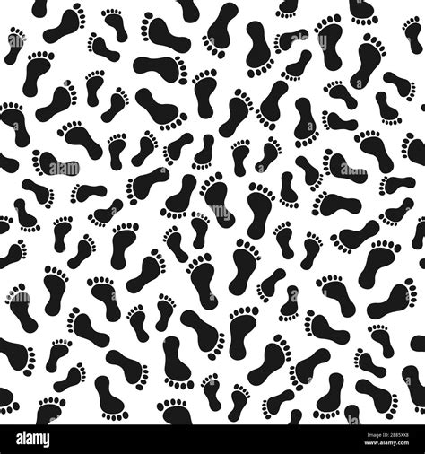 Seamless Pattern With Human Footprints Black People Feet Symbol Vector