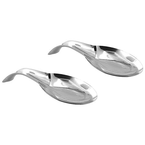 Hemoton 2pcs Stainless Steel Spoon Rest Utensil Rest Ladle Spoon Holder