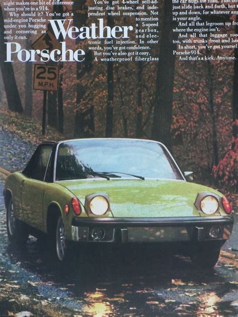 1973 Porsche 914 The Weather Porsche Vintage Green Original Print Ad 8