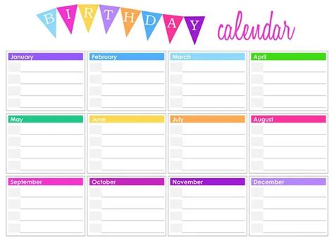 Free Birthday Calendar Printable Customizable Many 7 Best Images Of