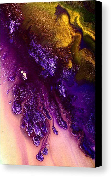 Vivid Abstract Art Purple Fugitive Gold Tones Fluid Painting By Kredart