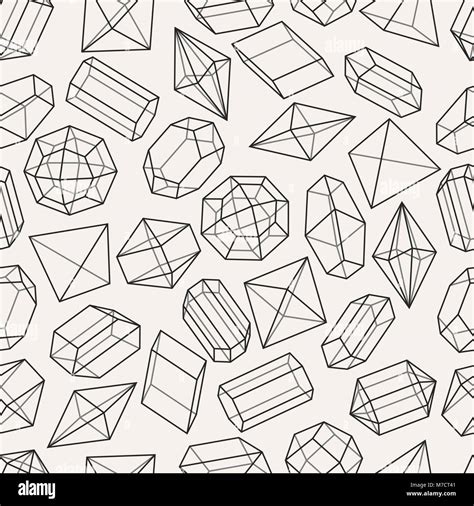 Seamless Pattern With Geometric Crystals And Minerals Stock Vector