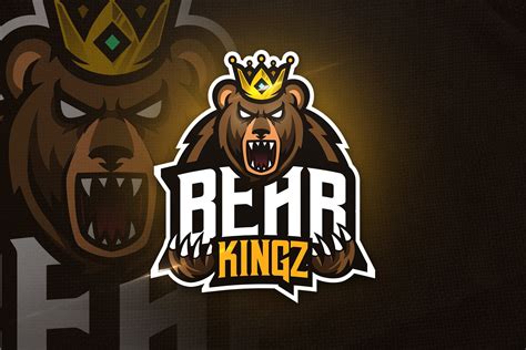 Bear King Mascot And Esport Logo Mascot Graphic Design Templates