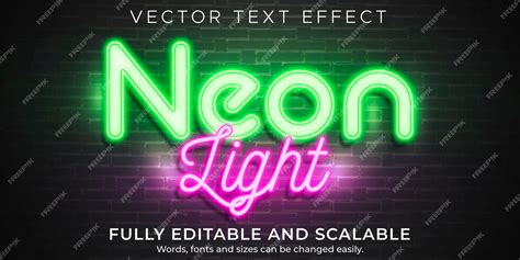 Free Vector Neon Light Text Effect Editable Retro And Glowing Text Style