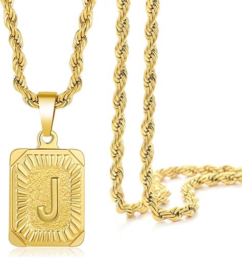 Gold Initial Necklace T For Men14k Gold Plated Letter Pendant