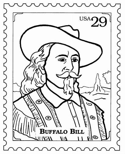 Coloring Buffalo Stamp Pages Postage Bills Sheets