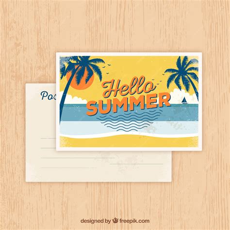 Free Vector Summer Postcard In Vintage Style