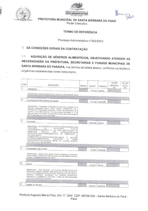 Termo De ReferÊncia Ass Prefeitura Municipal De Santa Bárbara Do Pará