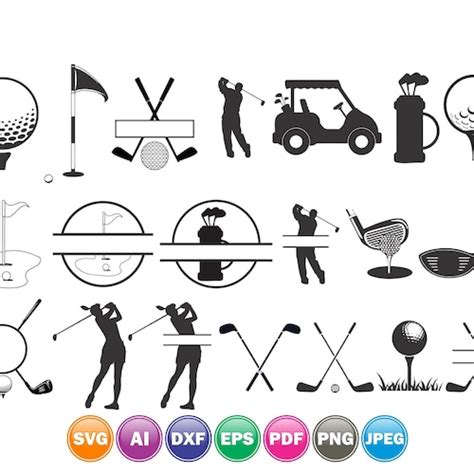 Golf Svg Bundle Golfing Svg Monogram Frame Svg Split Etsy