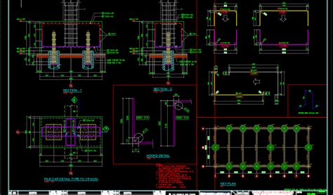 Pile Cap Layout And Sections Details Cad Template Cad