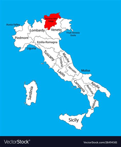 Trentino Alto Adige Province In Italy Map Vector Image
