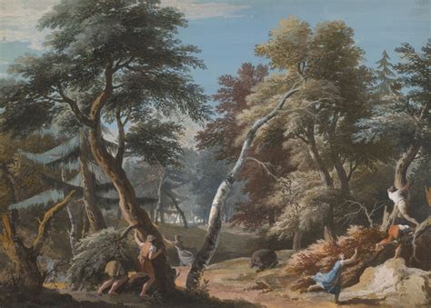 A Wood With Peasants Alarmed By A Bear Marco Ricci Artwork On Useum