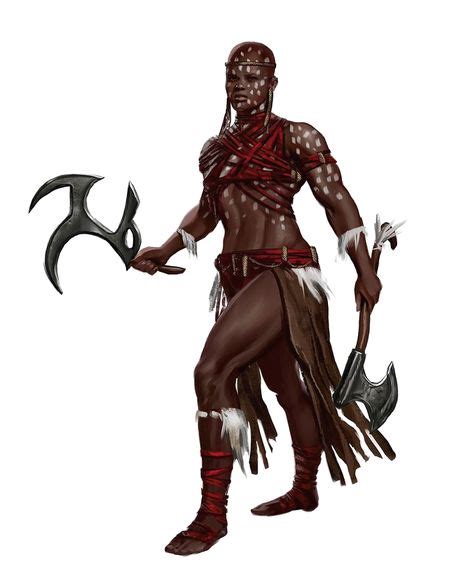 Female Human Tribal Dual Wield Fighter Pathfinder Pfrpg Dnd Dandd 35