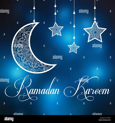 Ramadan Kareem Background With Ornamental Moon And Stars Greeting Card
