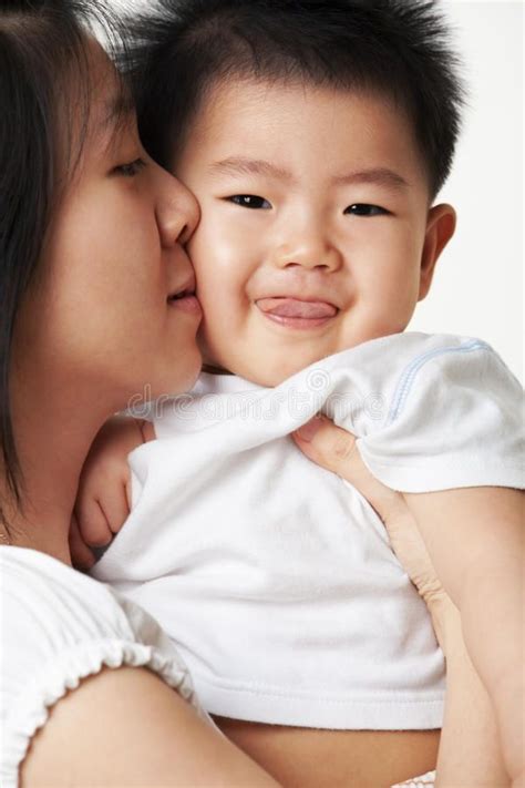 Mother Kiss Her Son Asian Mother Kiss Her Cute Little Son Sponsored