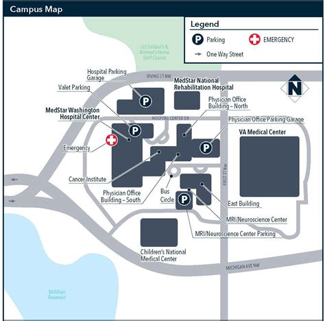 Campus Map Parking Garage Valet Hospital Transportation Washington