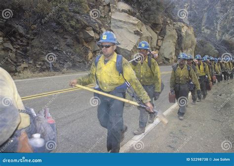 Fire Fighting Crew Carrying Equipment Los Angeles Padres National