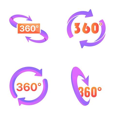 Premium Vector Degree 360 Icons Set Cartoon Vector Rotation Three