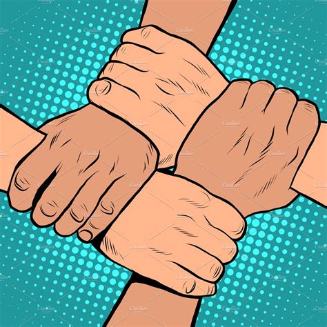 Solidarity Handshake Stop Racism People Illustrations Creative Market