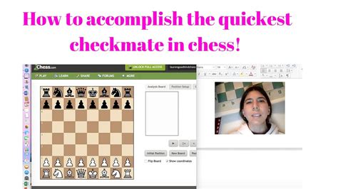 How To Accomplish The Quickest Checkmate In Chess Youtube