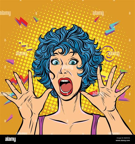 Woman Panic Fear Surprise Gesture Pop Art Retro Vector Illustration