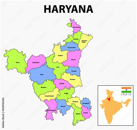 Plakat Haryana Map District Map Of Haryana In District Map Of