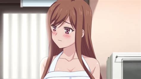 『おーばーふろぉ』第7話「エプロン姿で誘惑中」先行カット 彩音、裸エプロン姿で和志宅の台所に立つ Anime Recorder